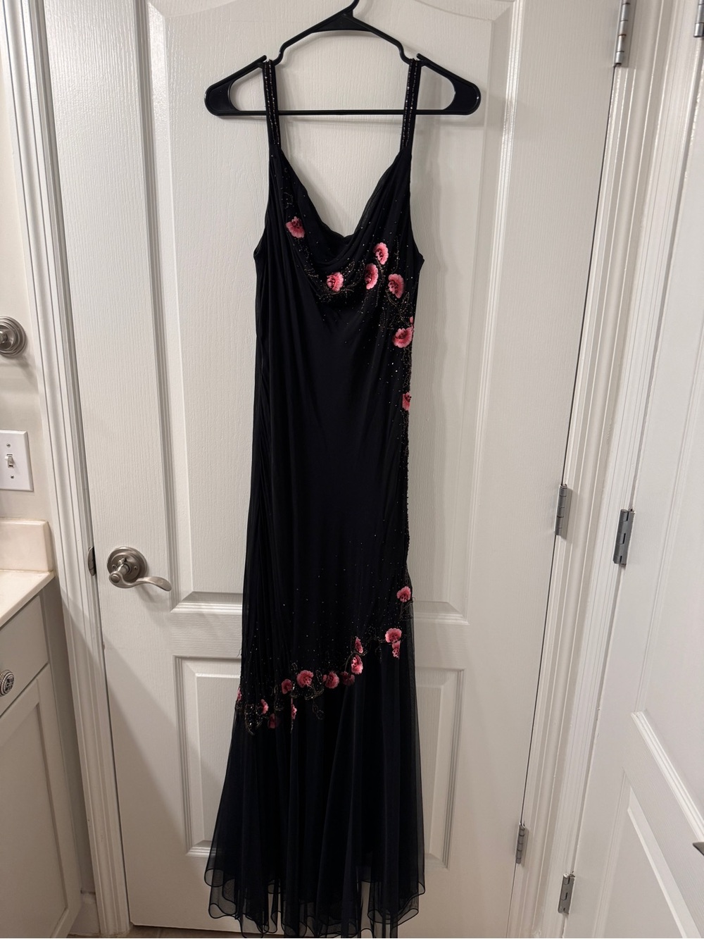 Xscape Silk Beaded Floral Evening Gown